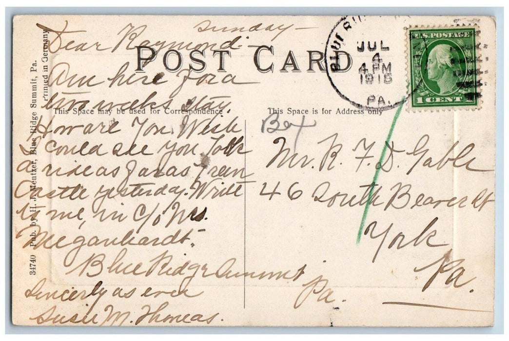 1915 Rail Road Cut East Cliff Mountain Blue Ridge Station Pennsylvania Postcard