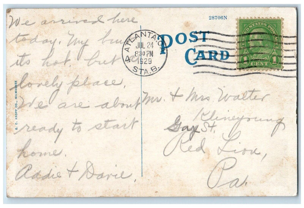 1929 Terminal Station Exterior Building Classic Cars Atlanta Georgia GA Postcard