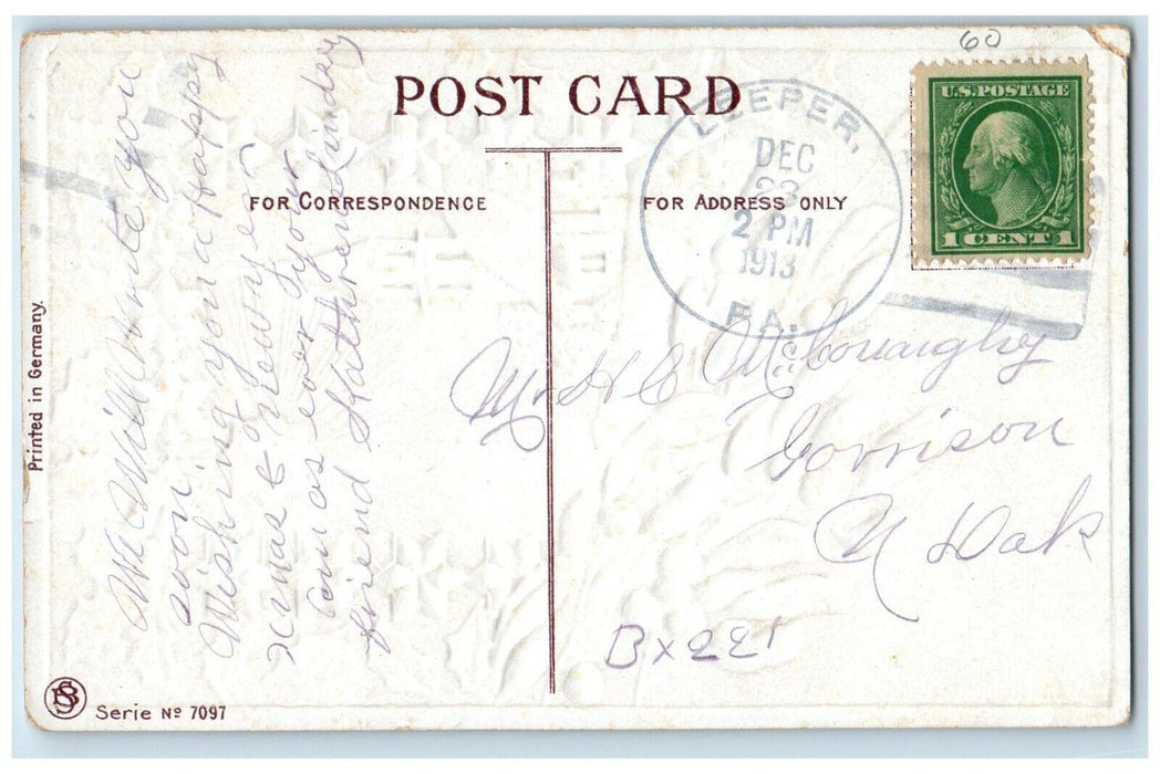 1913 Christmas Mistletoe House Church Star Leeper Pennsylvania PA Postcard