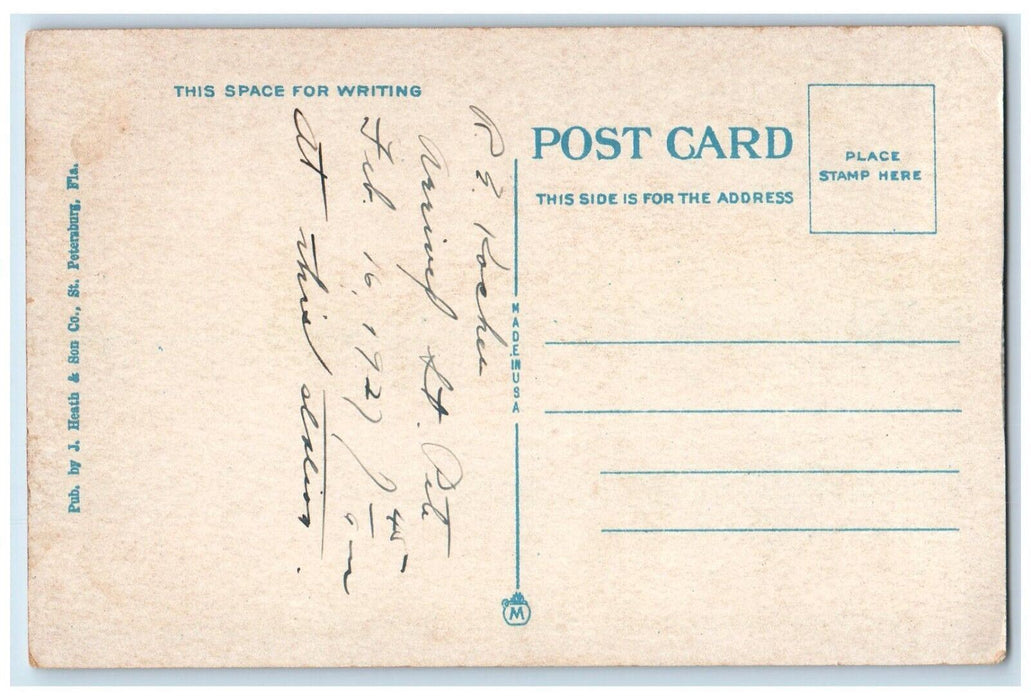 c1920 ACLRR Station Sunshine City Locomotive St. Petersburg Florida FL Postcard