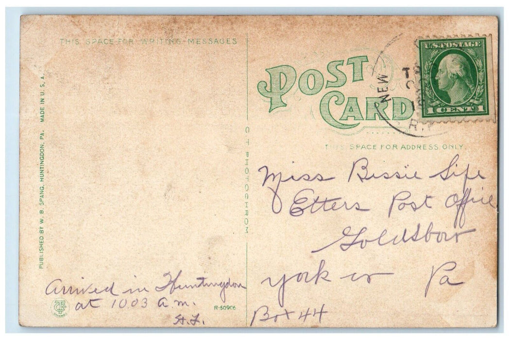 1917 Showing Canal Single Track Railroad River Huntingdon Pennsylvania Postcard