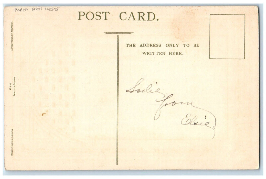 c1910's Christmas Poem Arts Crafts Cromwell Low Embossed Posted Antique Postcard
