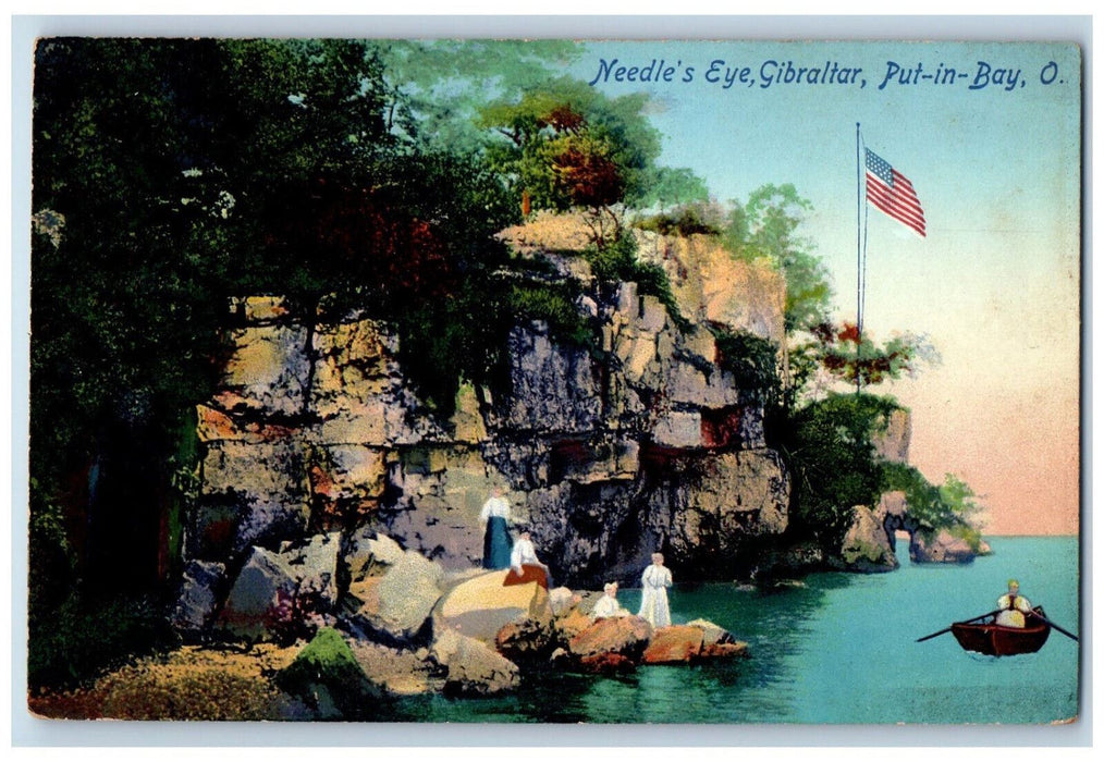 Needle's Eye Gibraltar Rocks Sea Boat Canoeing Put-in-bay Ohio OH Postcard