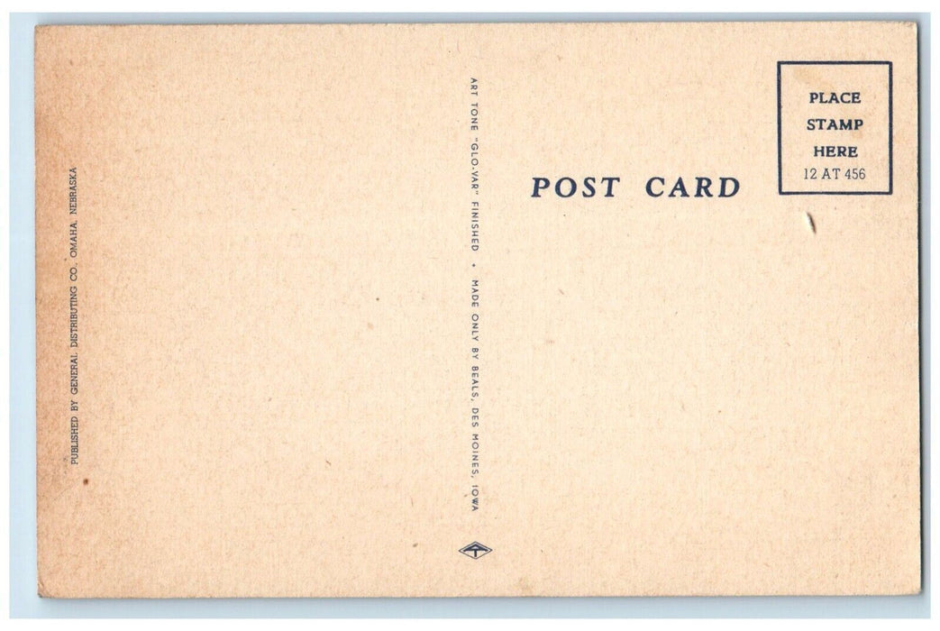 c1940 Omaha Union Station Night Exterior Building Moon Omaha Nebraska Postcard