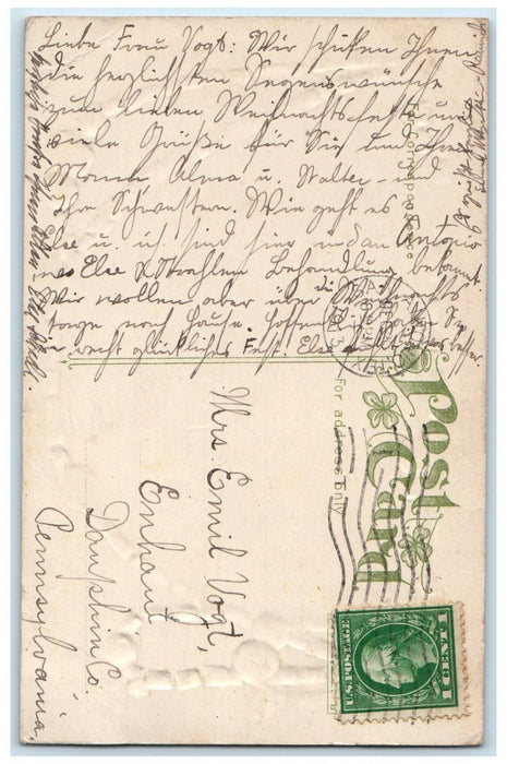 1913 Christmas Child Sleigh Winter Holly Berries San Antonio Texas TX Postcard