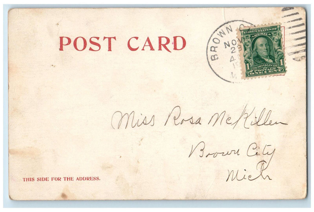 A Resort Ste. Claire Flats Michigan MI, Crowded People Boat Hotel Scene Postcard
