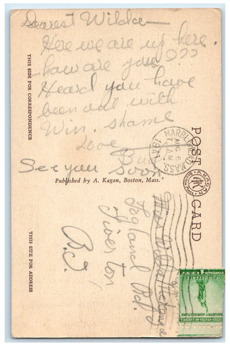 1941 The Endeavor In The Harbor Sailboat Marblehead Massachusetts MA Postcard