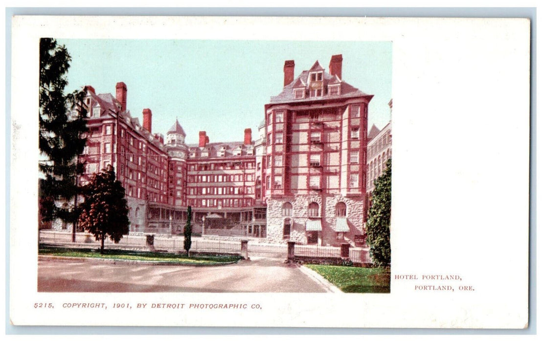 c1905 Hotel Portland Building Exterior Scene Oregon OR Antique Unposted Postcard