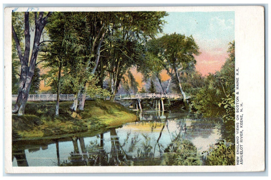 New England Views On Boston And Maine R.R. Ashuelot River Keene NH Postcard