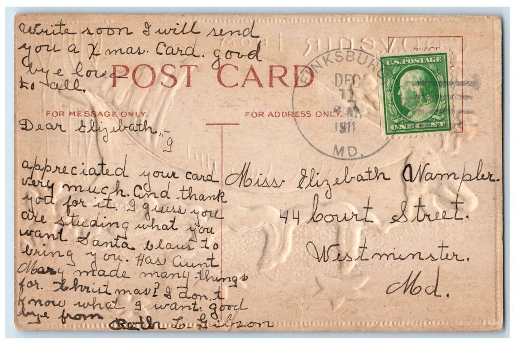 Souvenir From Tree Top Farm Finksburg Maryland MD Embossed Airbrushed Postcard