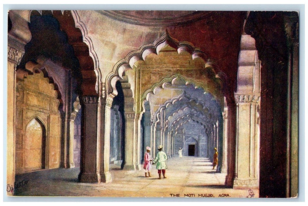 c1910 The Moji Musjid Agra Pearl Mosque India Oilette Tuck Art Postcard