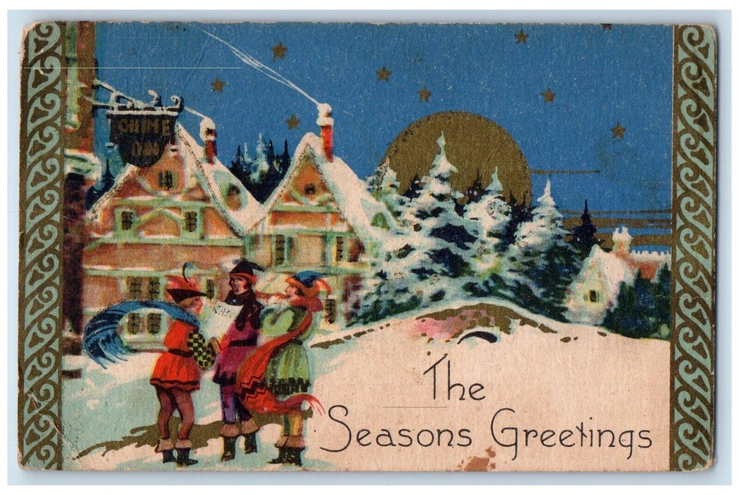 Season Greetings House And Pine Trees Covered Snow Winter Dali WI Postcard