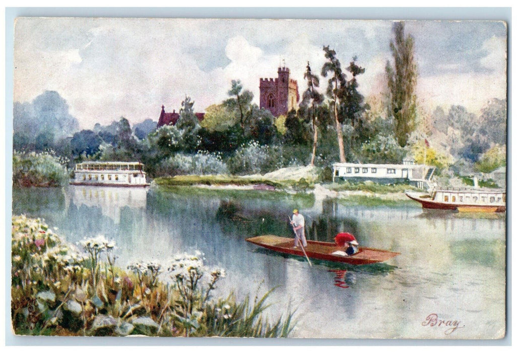 c1910 Boat The Picturesque Thames Bray Maidenhead Oilette Tuck Art Postcard