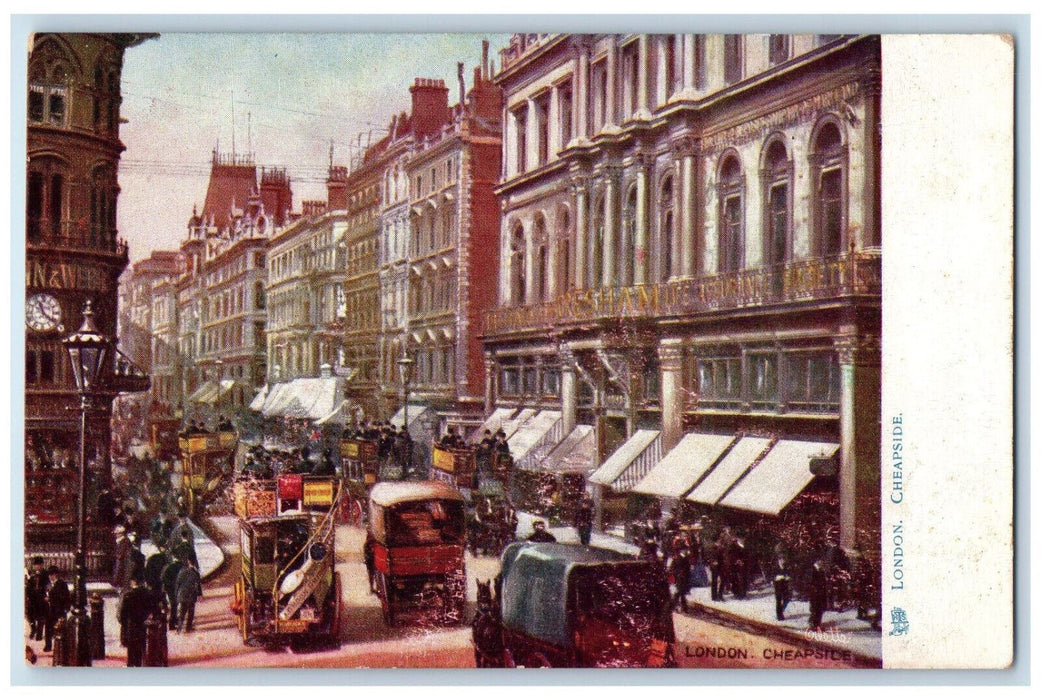 c1910 Horse Carriage Cheapside London England Oilette Tuck Art Postcard