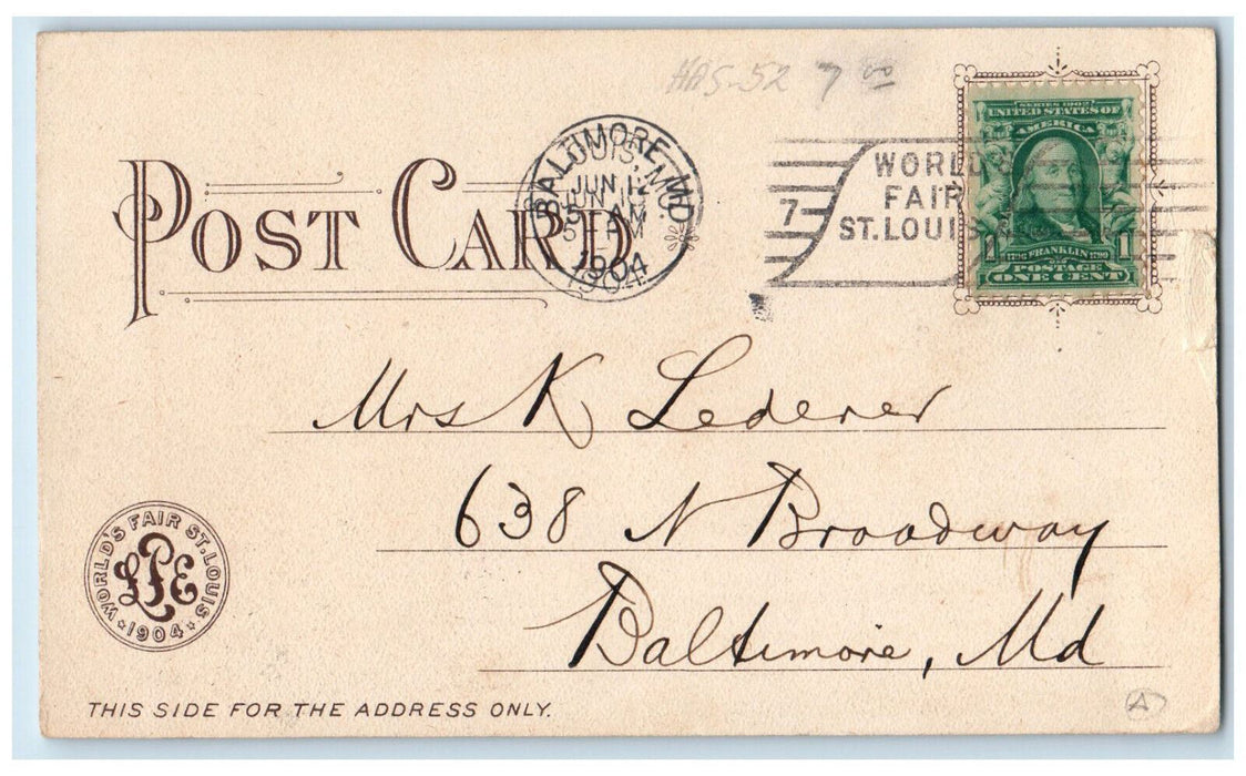 1904 Official Souvenir Machinery Building Baltimore Maryland MD Antique Postcard