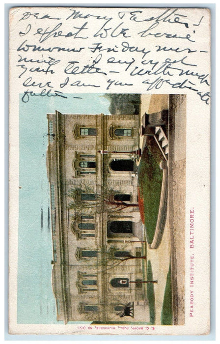 1903 Peabody Institute Building Exterior Scene Baltimore Maryland MD Postcard