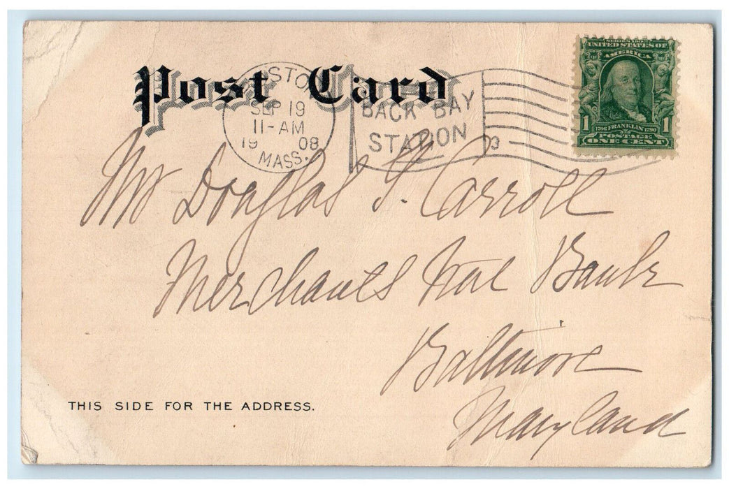 1908 Hotel Lenox Building Street Exterior Scene Boston Massachusetts MA Postcard