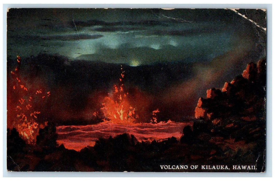 1923 Eruption Scene Of Active Volcano Of Kilauea Honolulu Hawaii HI Postcard