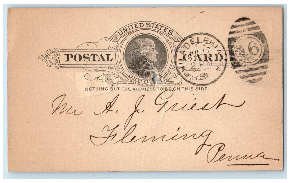1891 Barker Moore Mein Druggists Pharmacy Philadelphia PA Postal Card