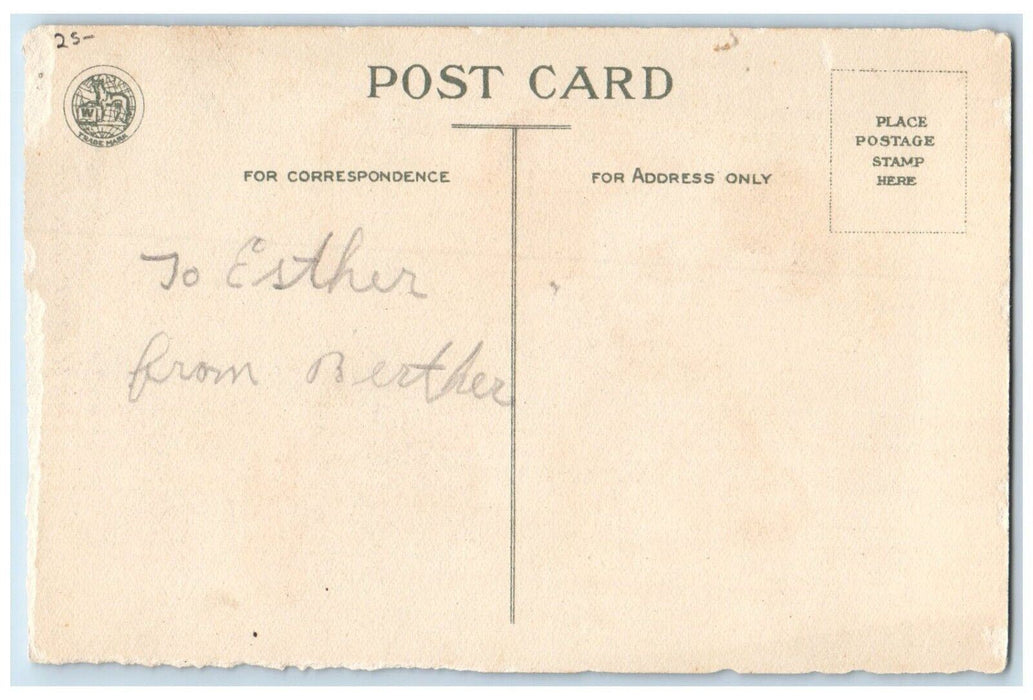 c1910's Valentine Love Greetings Children Bonnet Hearts Wolf Antique Postcard