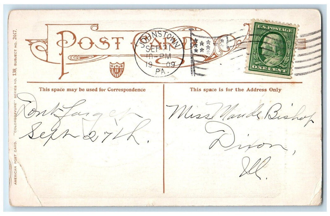 1909 Valentine Heart Woman Which Johnstown Pennsylvania PA Antique Postcard