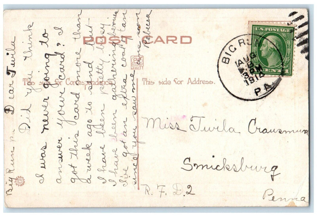 1914 Valentine Children Umbrella Friendship Big Run Pennsylvania PA Postcard