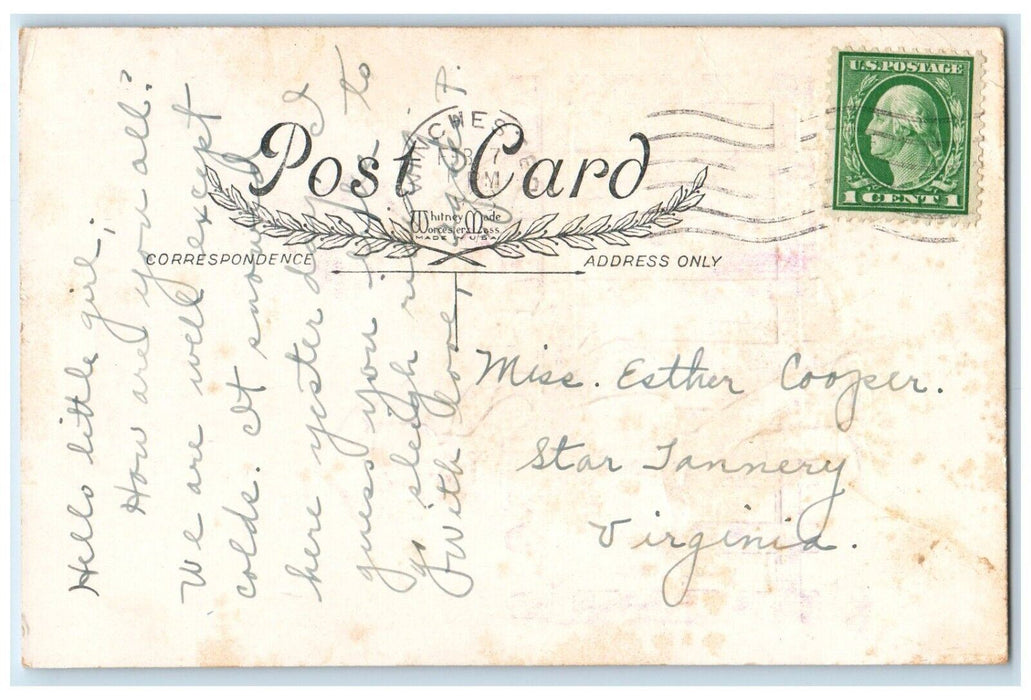 1923 Valentine Greeting Children Sweetheart Flowers Gift Embossed Postcard