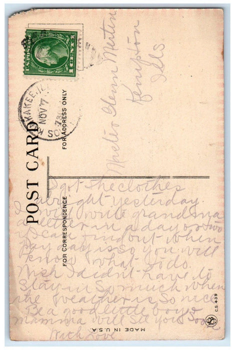 c1910's Valentine Children Fighting I'm Through With Men Kempton IL Postcard
