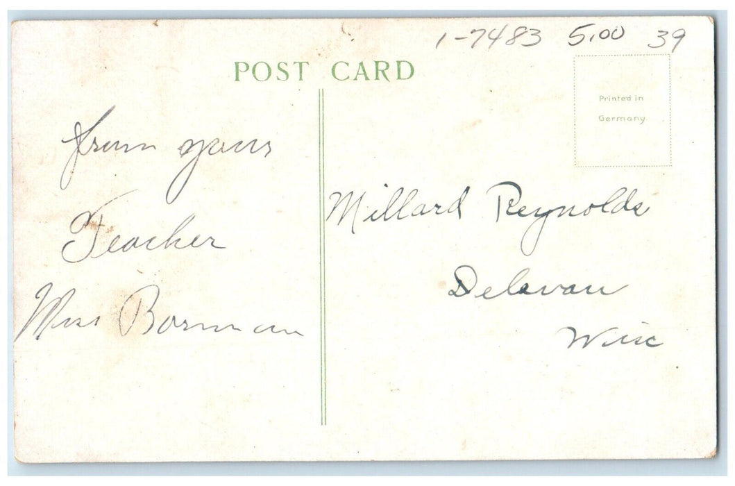 c1910's Valentine Cupid Angel Boating With Hearts Pansies Flowers Postcard