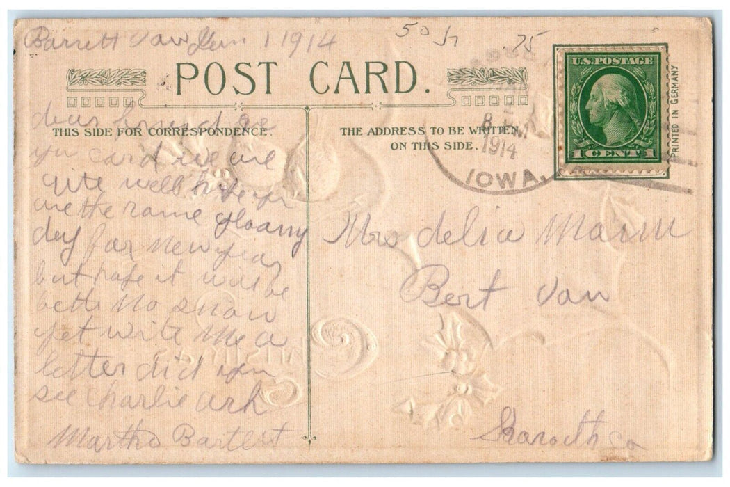 1914 Christmas Greetings Song Birds Berries John Winsch Artist Signed Postcard