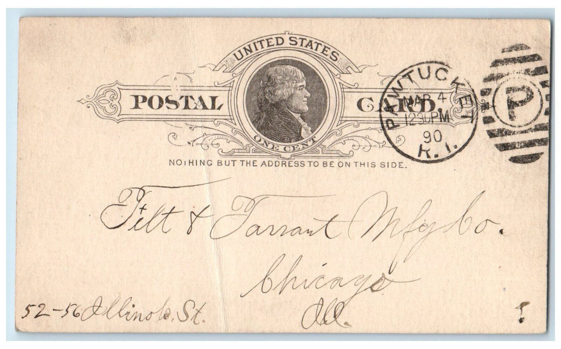 1889 CE Howes Jr. Please Send Circular Message Pawtucket RI Postal Card