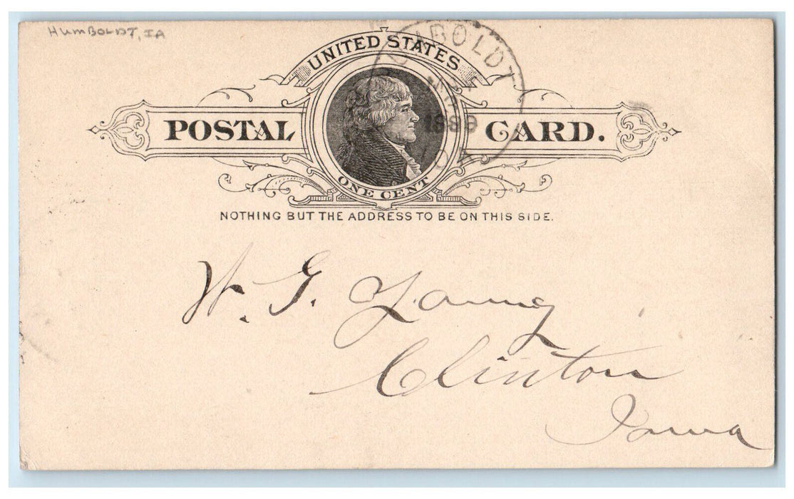 1889 Bill of Lumber Clinton Iowa IA Humboldt Iowa IA Posted Postal Card