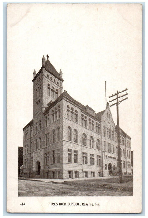 c1905 Girls High School Building Exterior Scene Reading Pennsylvania PA Postcard