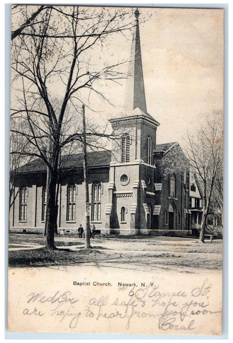 1907 Baptist Church Street Exterior Scene Newark New York NY Antique Postcard
