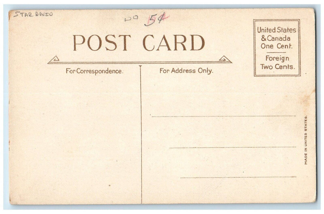 c1910's Christmas Joys Star David House Winter Unposted Antique Postcard