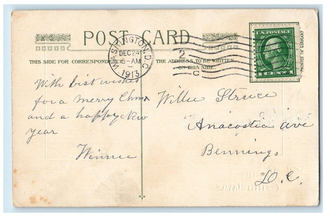 1913 Christmas House Church Winter John Winsch Artist Signed Embossed Postcard