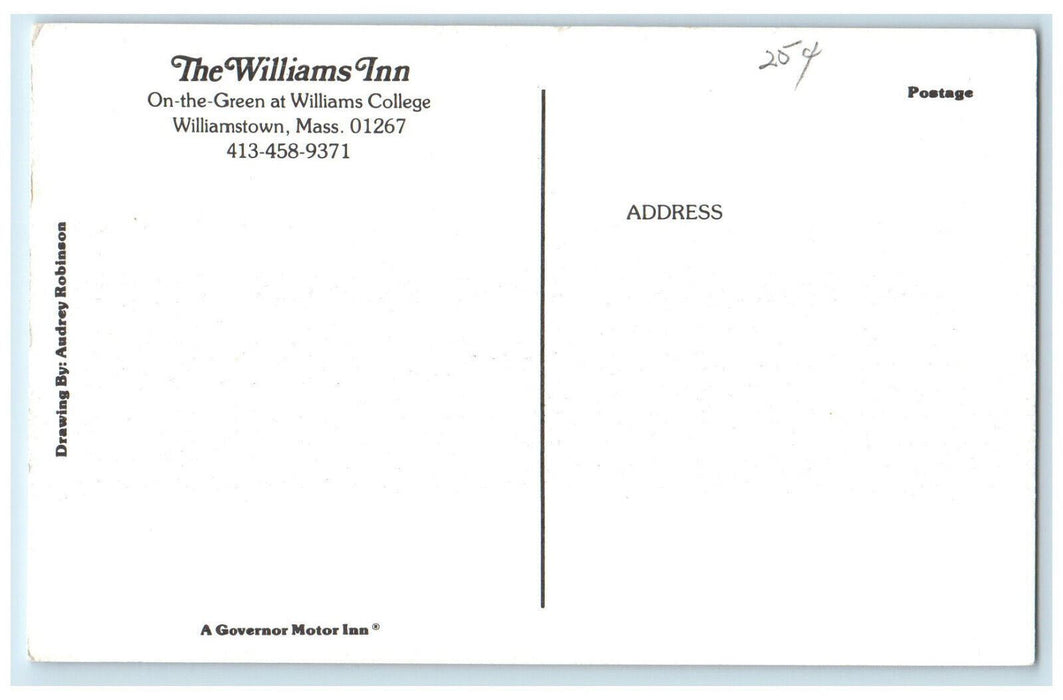 The Williams Inn On-the- Green Williams College Williamstown MA Vintage Postcard