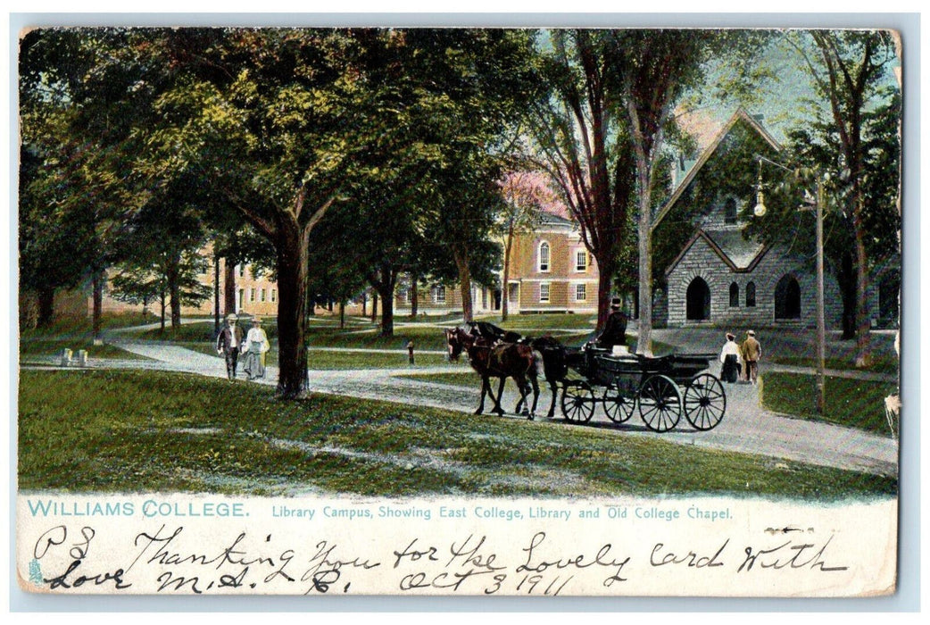 Williams College Library Campus Old Chapel Williamstown MA Tuck's Postcard