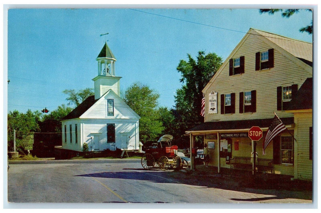 Country Store And Church In Moultonboro Post Office New Hampshire NH Postcard
