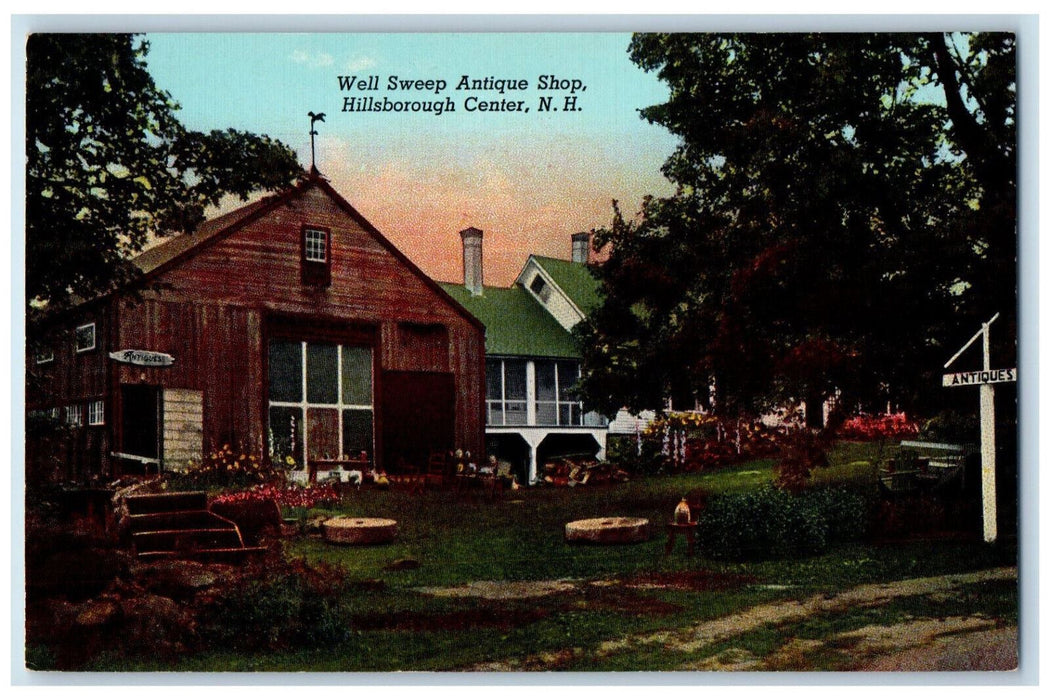 Well Sweep Antique Shop Exterior Hillsborough Center New Hampshire NH Postcard