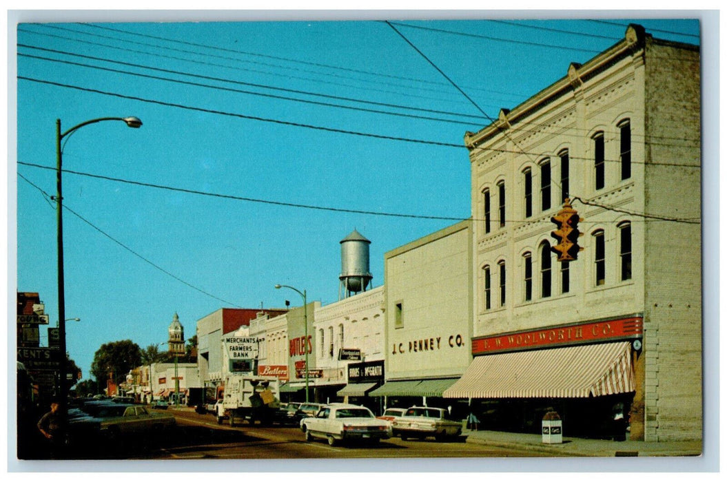Downtown Columbus Fifth Street South Looking North Mississippi MS Postcard