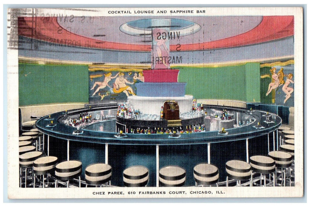1939 Chez Paree Cocktail Lounge And Sapphire Bar Chicago Illinois IL Postcard