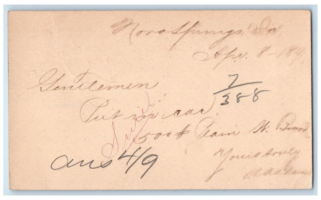 c1880's Nora Springs Iowa IA WJ Young & Co Clinton Iowa IA Postal Card