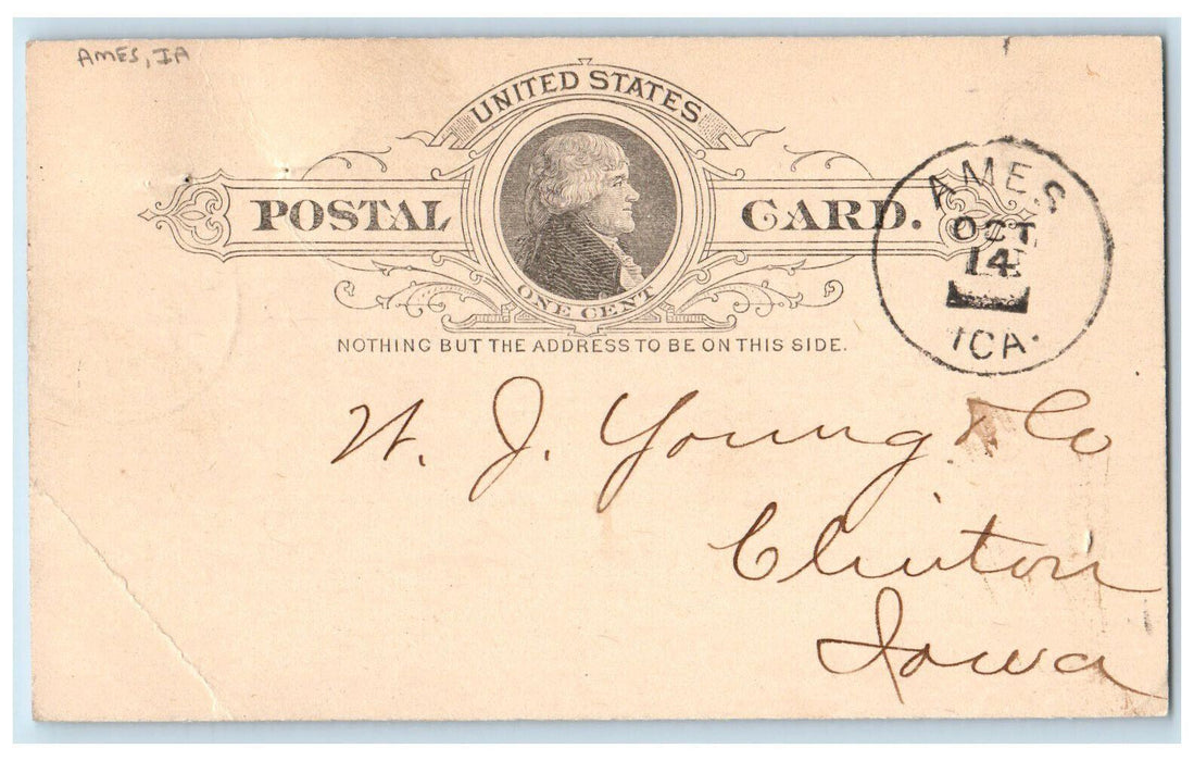 1891 Order Should be 12" Ames Iowa IA Clinton Iowa IA Antique Posted Postal Card