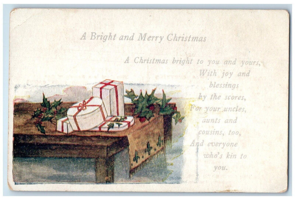 Christmas Gift Holly Berries On The Table Advertising Salesman Sample Postcard