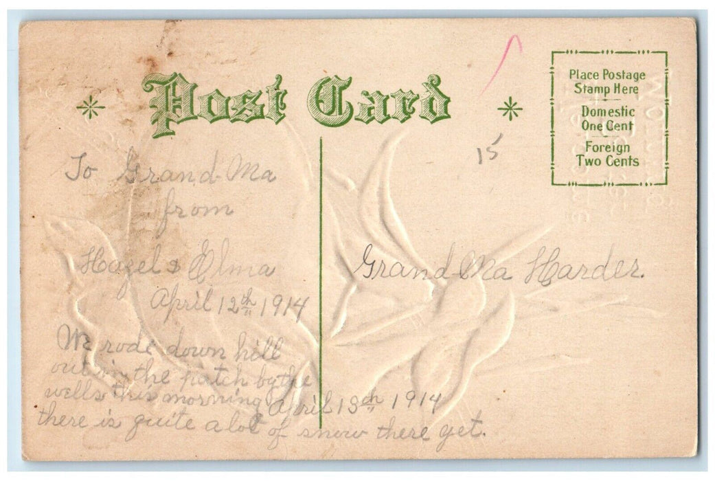 c1910's Easter Morning White Flowers Swan River Nash Embossed Antique Postcard