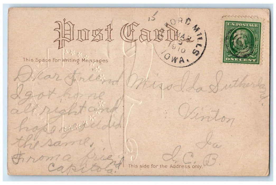 1910 Easter Holy Cross Angel Stars Clouds He Is Risen Embossed Antique Postcard