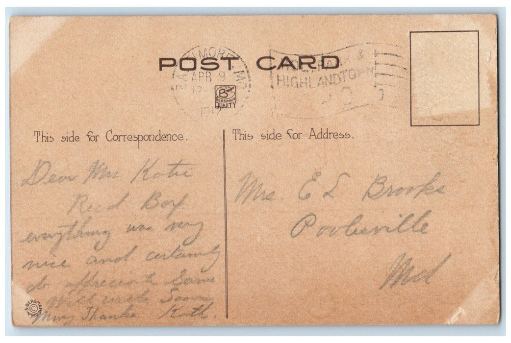 1917 Easter Greeting Girl Big Hat With Lamp Baltimore Maryland MD Postcard