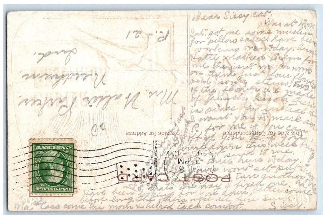 1910 Easter Greetings Holy Cross Flowers House Shelbyville Indiana IN Postcard