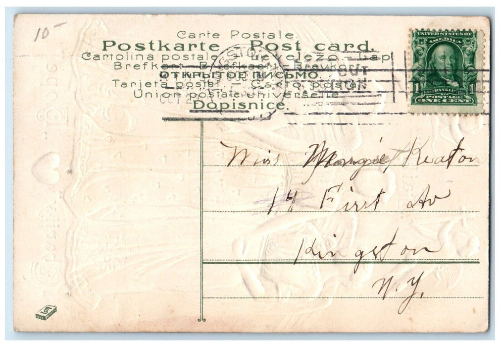 c1910's Easter Angels With Holy Cross Anchor Charity Hope Embossed Postcard